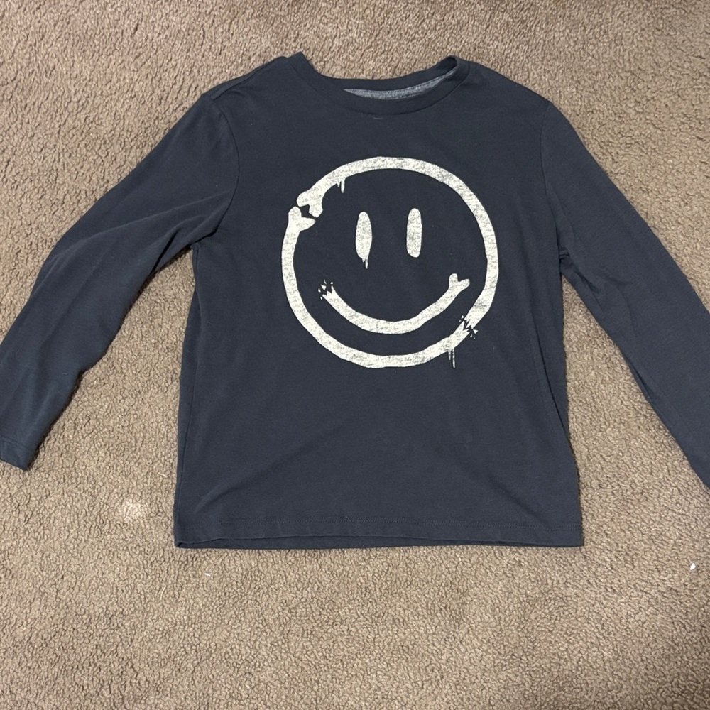 Old Navy Kids Long Sleeve Shirt - Black with White Smiley